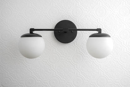 Glorica Glass Vanity Light - Art Deco Brass Wall Globe Fixture Modern
