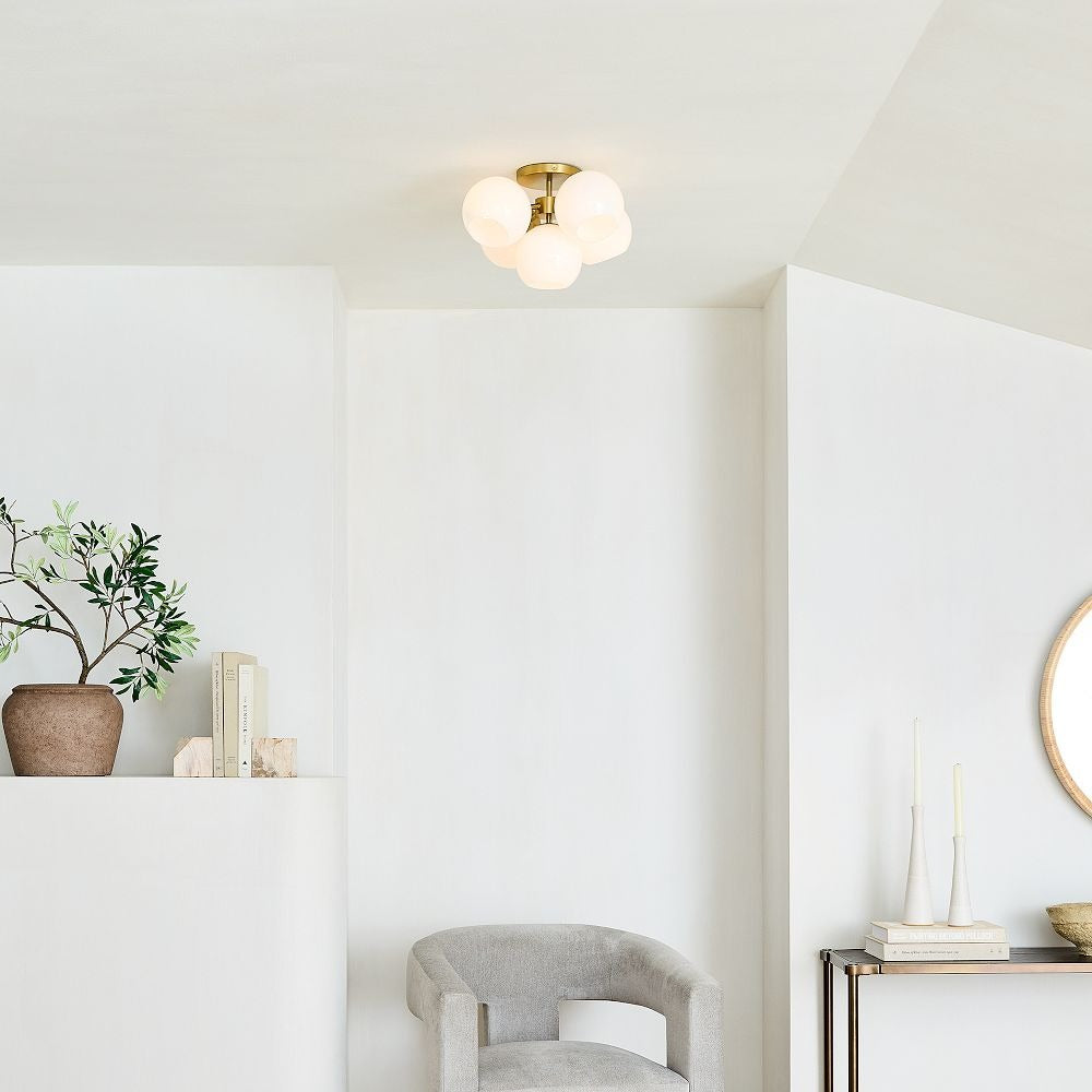 Brina Glass 5-Light Flush Mount - Minimalist Glass Ceiling Fixture