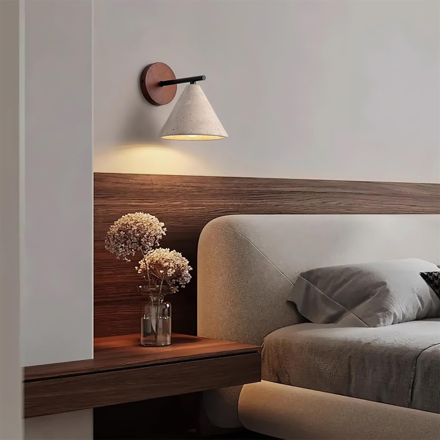 Vinage Kegel Travertin Wandleuchte Für Schlafzimmer