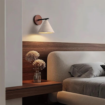 Vinage Kegel Travertin Wandleuchte Für Schlafzimmer