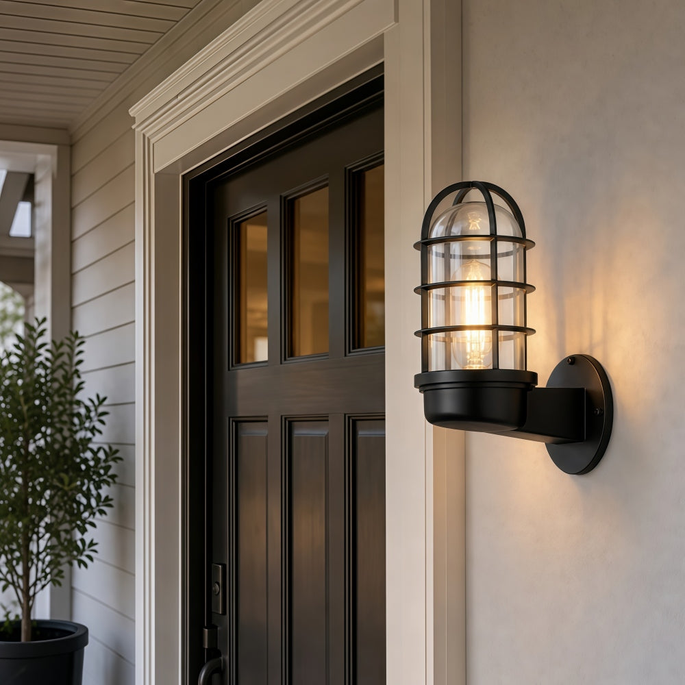 Patnox Clear Glass Industrial Wall Sconce