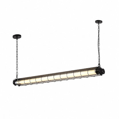 Kronleuchter aus Glas mit linearem Charakter, handgefertigt, klares Gusseisen, Metall, glatt, funkelnd