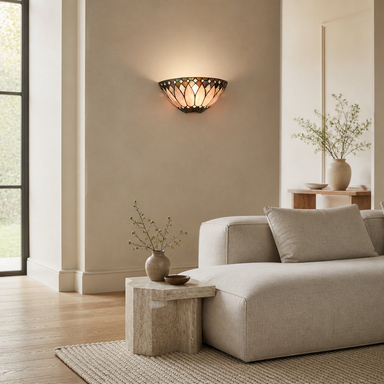 TF Brooklyn Elegant Wall Light - Art Deco Glass Wall Sconce for Living Room or Hallway