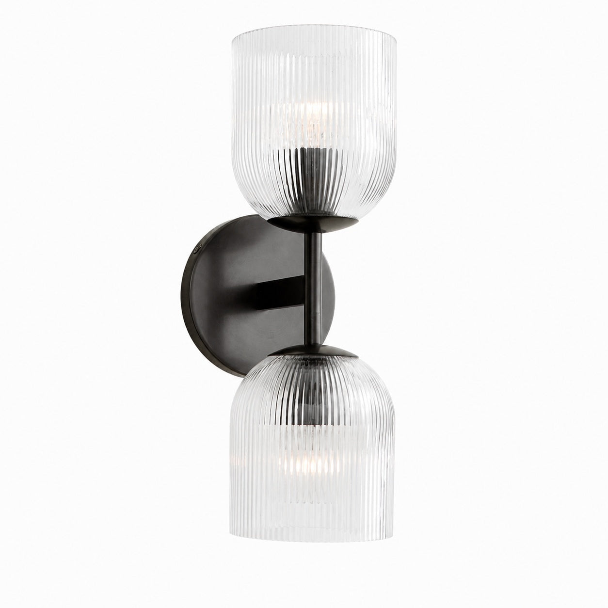 Bravira Wandleuchte aus geripptem Glas – Wandleuchte aus Metall mit klarem Glasschirm