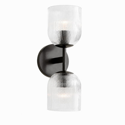 Bravira Wandleuchte aus geripptem Glas – Wandleuchte aus Metall mit klarem Glasschirm