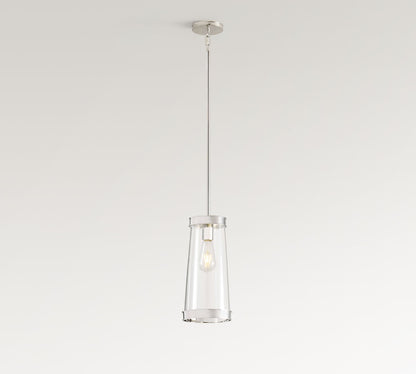 Driscoll Glass Drum Pendant Light - Contemporary Brass Hanging Lamp