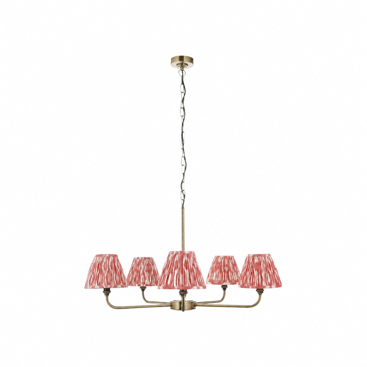 Zevatik Classic Ikat Patterned Fabric Chandelier - Metal Bracket Chandelier
