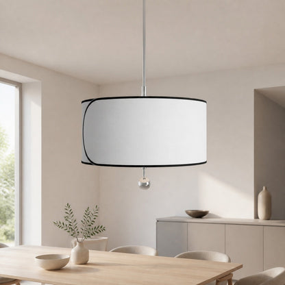 Roven 3-flammige Trommel-Pendelleuchte – Moderner Übergangsstil mit mehrlagigem Stoff für Esszimmer oder Wohnzimmer