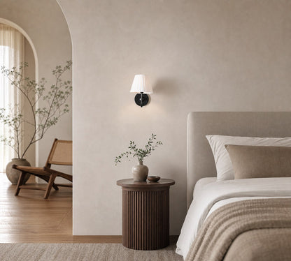 Luvora Pleated Shade Flush Mount - Fabric Round Design for Low Ceilings