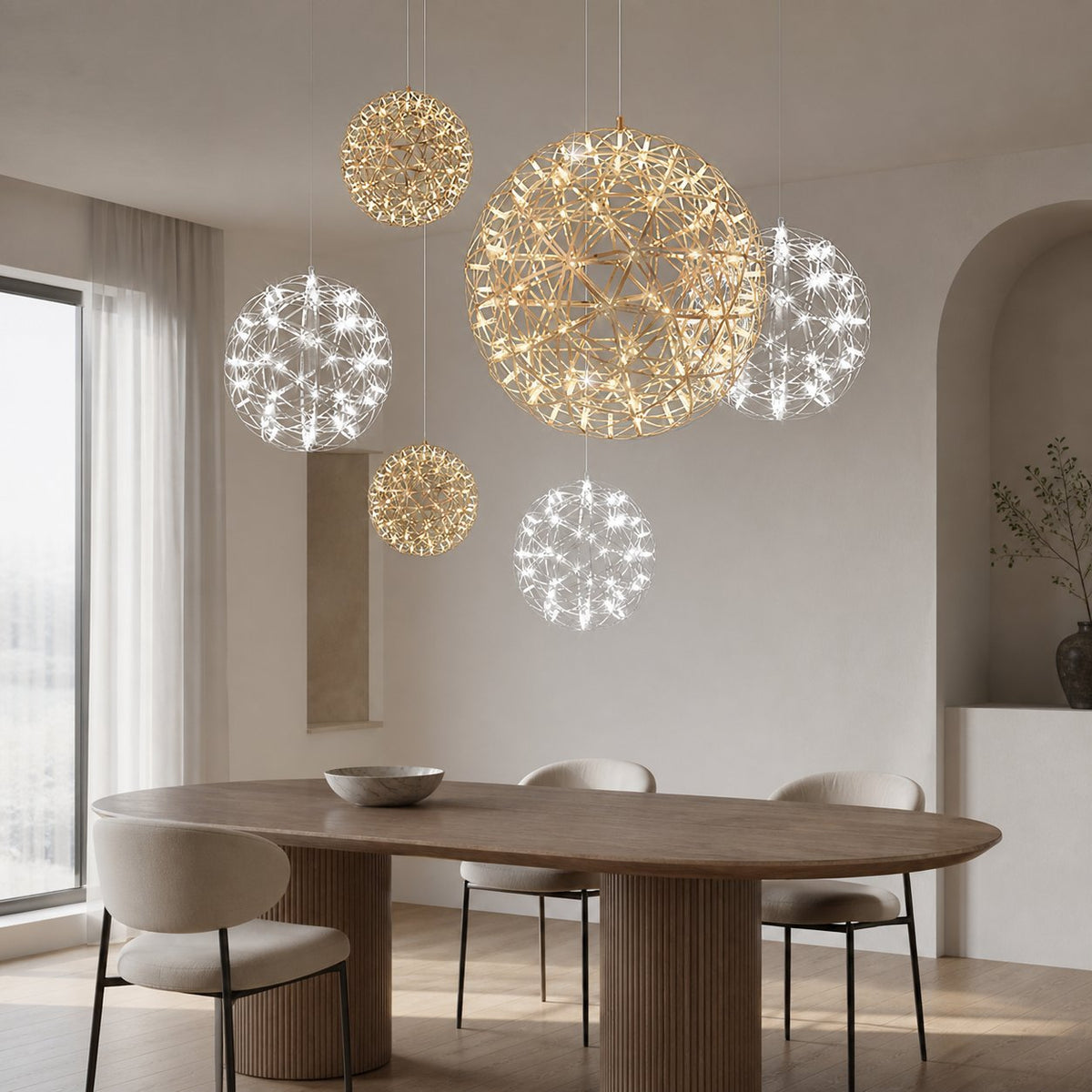 Silver Spark Ball Pendant Light
