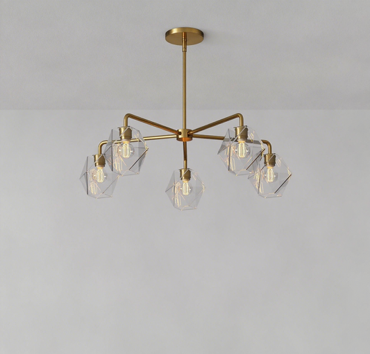 Talvior Sculptural 5-Light Chandelier - Faceted Design, Modern Finishes - Illuminate Spaces