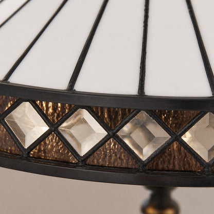 TF Fargo Geometrische Tiffany-Lampe – Akzentbeleuchtung aus bernsteinfarbenem und cremefarbenem Glas für Schlafzimmer oder Arbeitszimmer
