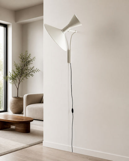 Ivoran Plug-In Swing Arm Wall Sconce - Metal Cone Adjustable Reading Light for Bedroom and Study