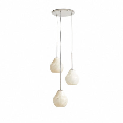 Rivrona Kronleuchter aus geripptem Glas mit 3 Lichtern – Skulpturale moderne Beleuchtung für Zuhause