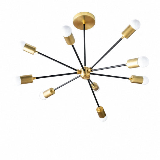 Mobilux Line Mid Century Sputnik Kronleuchter - Moderne Deckenleuchte aus Messing