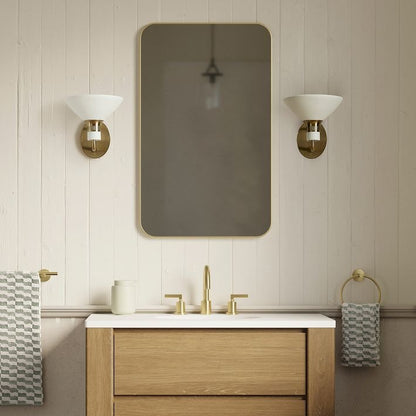 Calvor Champagne Bronze Sconce – Porcelain Ivory Shade Hardwired Wall Light