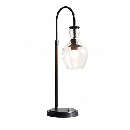 Tischlampe Lawson aus recyceltem Glas mit USB – Modernes Design aus Messing und Bronze
