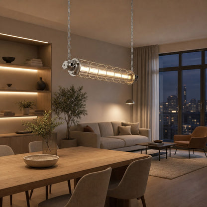 Minimalist Tube Pendant Light with Linear Silhouette for Modern Kitchen Island and Dining Lighting