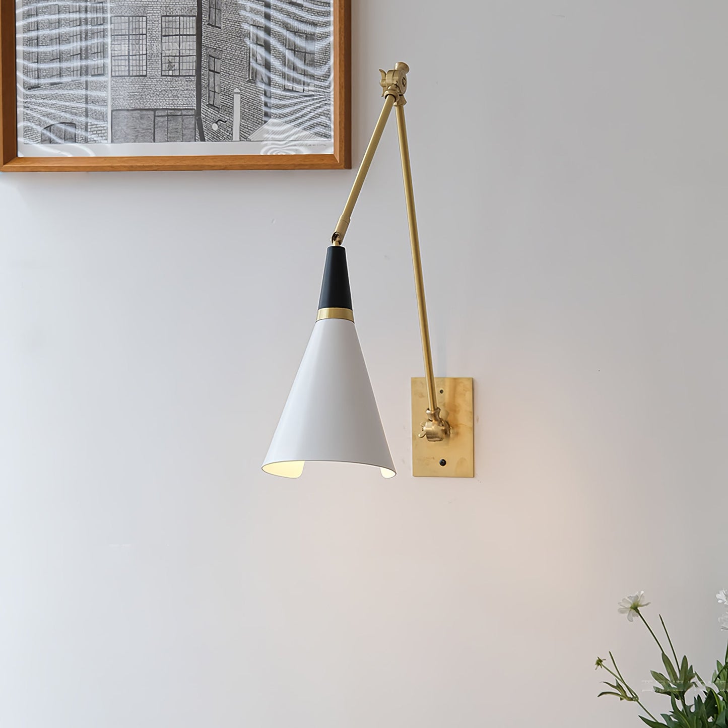Magari Mid Century Wandleuchte Messing Schwenkbar