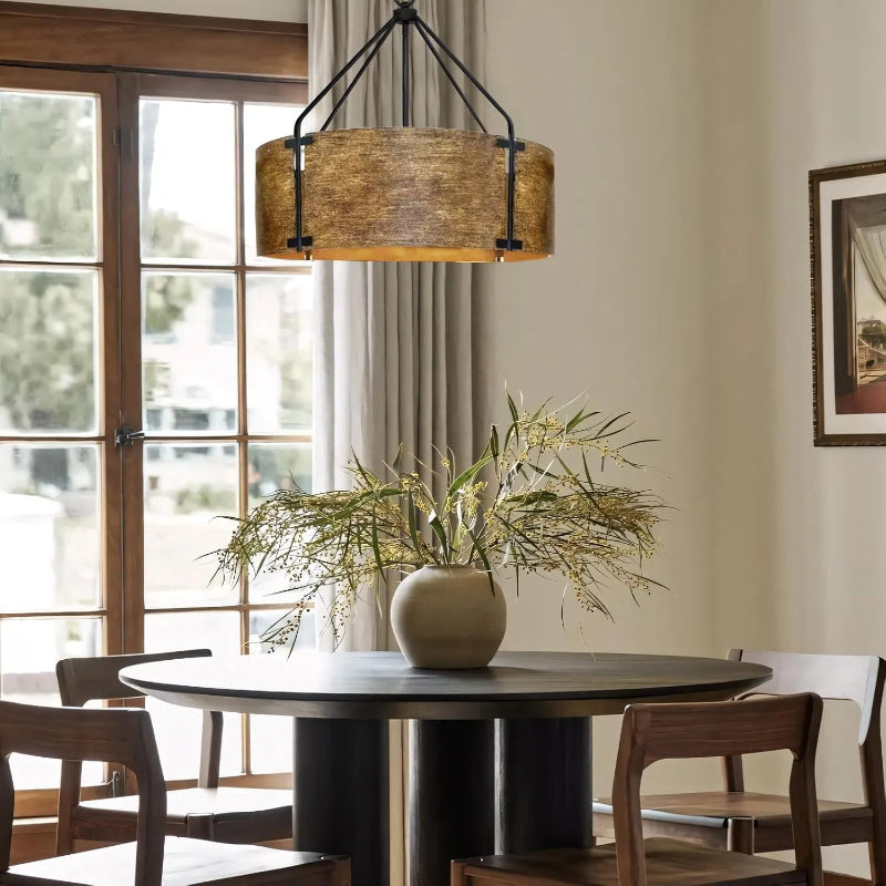 Antike Trommel-Pendelleuchte aus Messing – Vintage Industrieller Charme Loft Living