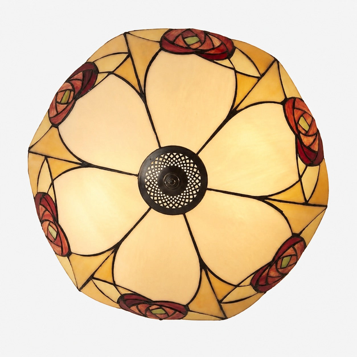 TF Ingram handgefertigte Buntglas-Deckenleuchte – Vintage Art Deco Tiffany-Leuchte für das Esszimmer