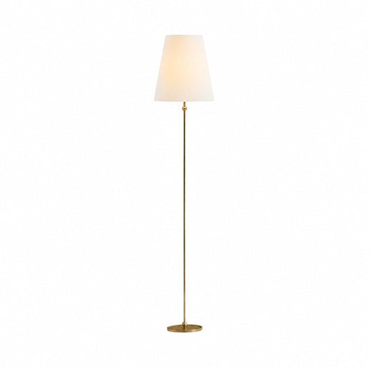 Serena Vintage Stehlampe aus Messing – Eisengestell mit Leinen-Trommelschirm für Wohnzimmer und Leseecken