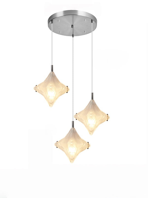 Art Deco Star Staircase Pendant Light – Frosted Glass Hanging Fixture –  Astris Altair