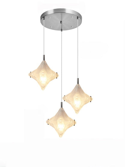 Art Deco Star Staircase Pendant Light – Frosted Glass Hanging Fixture –  Astris Altair