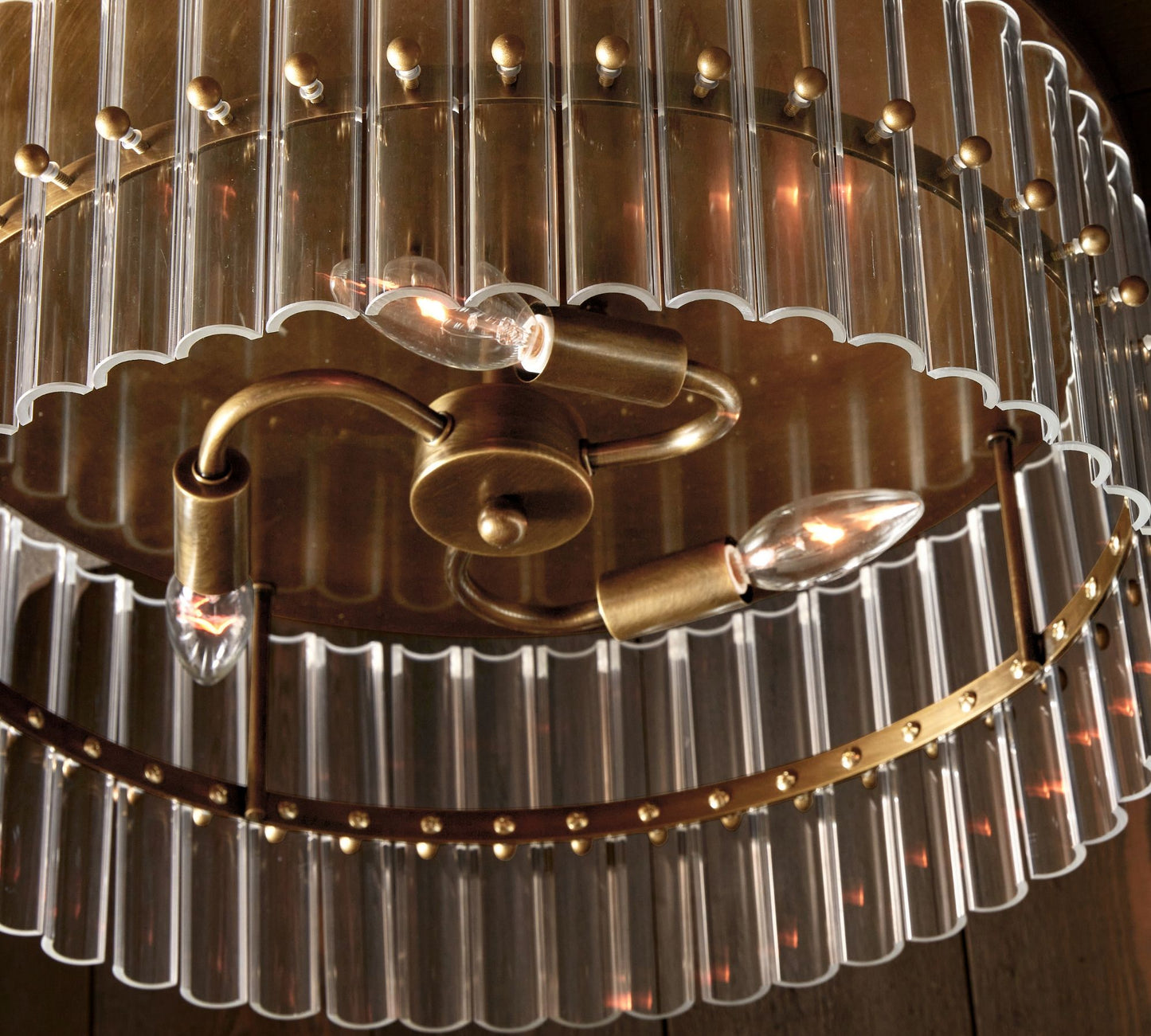 Lumora Crystal Flush Mount – Elegant Brass Ceiling Light