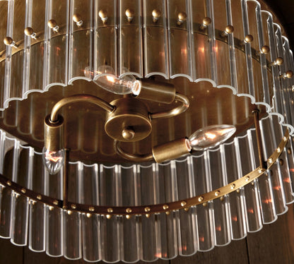 Lumora Crystal Flush Mount – Elegant Brass Ceiling Light