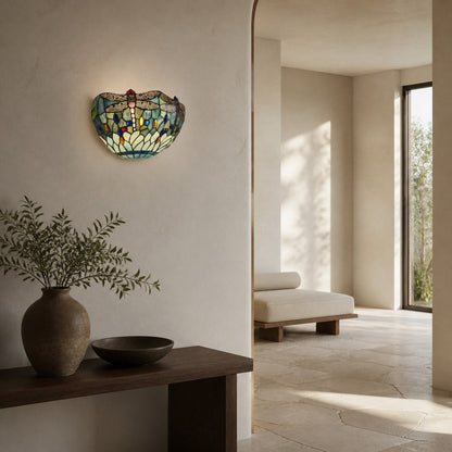 TF Dragonfly Pattern Wall light – Classic Hand-Cut Stained-Glass for Hallways & Bedrooms