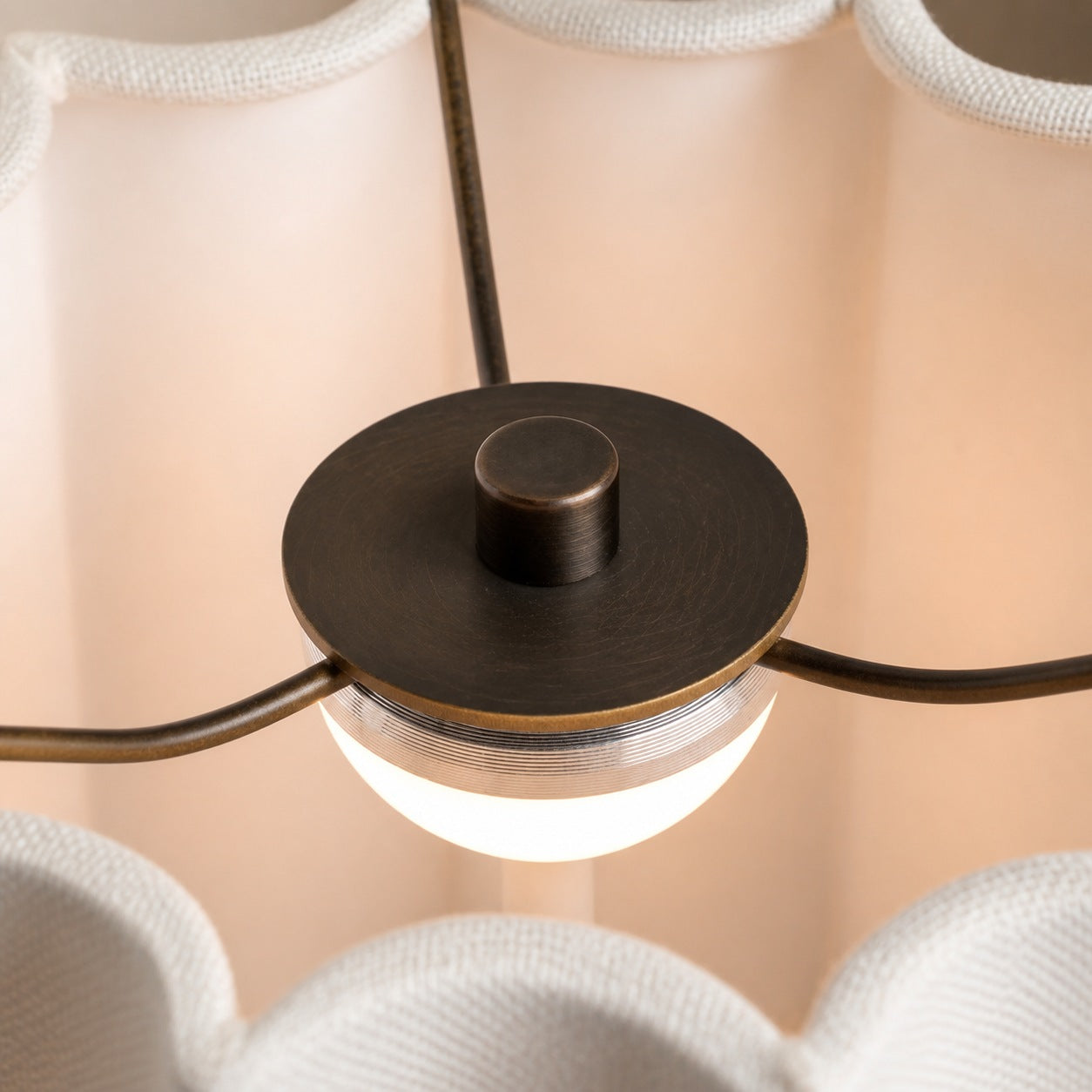 Cavilon Table Lamp with Fan-Shaped Linen Shade - Stone Finishes Suitable for Living Rooms