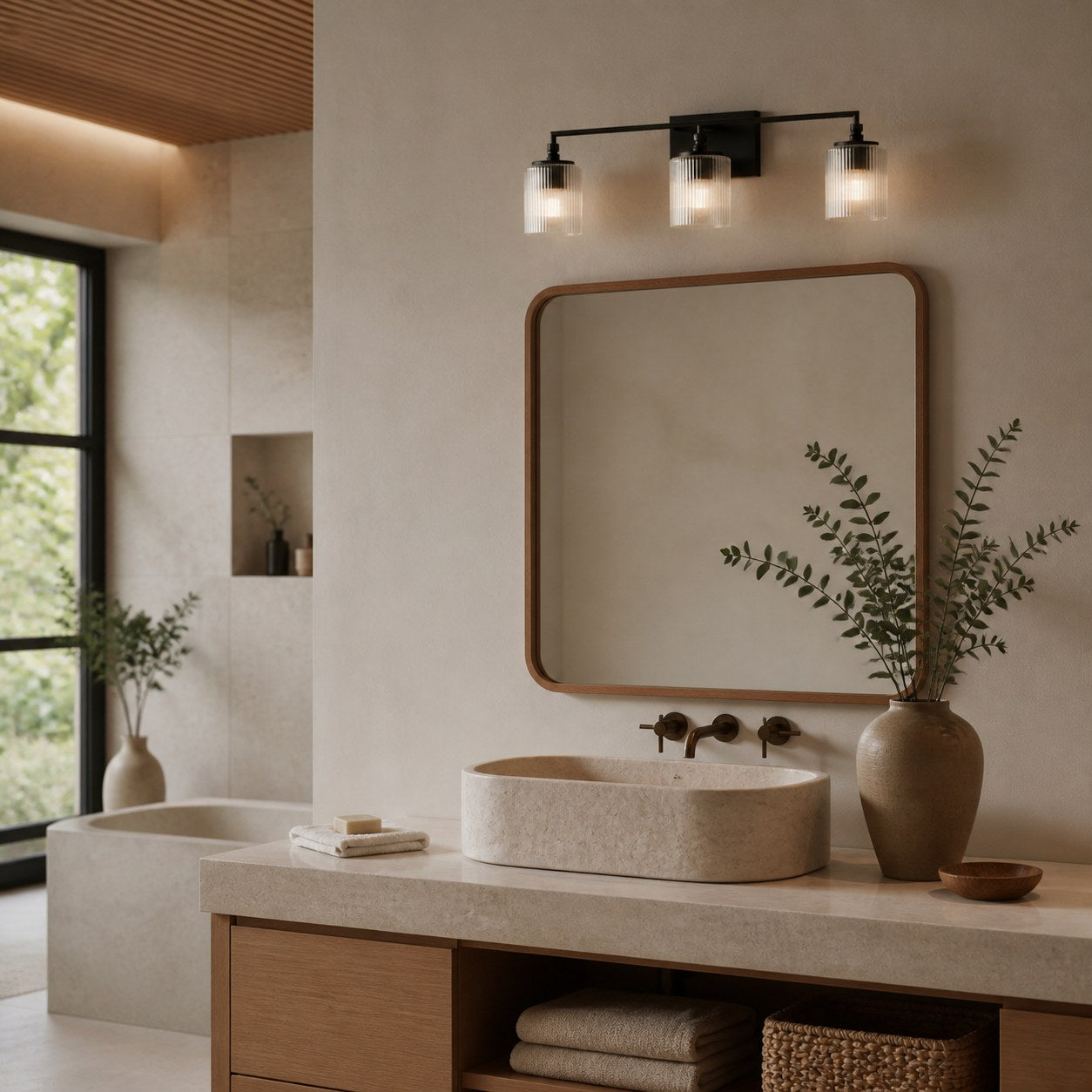 Lirra 3-Light Vanity Light Dimmable Glass Metal - Modern Design for Bathroom and Bedroom