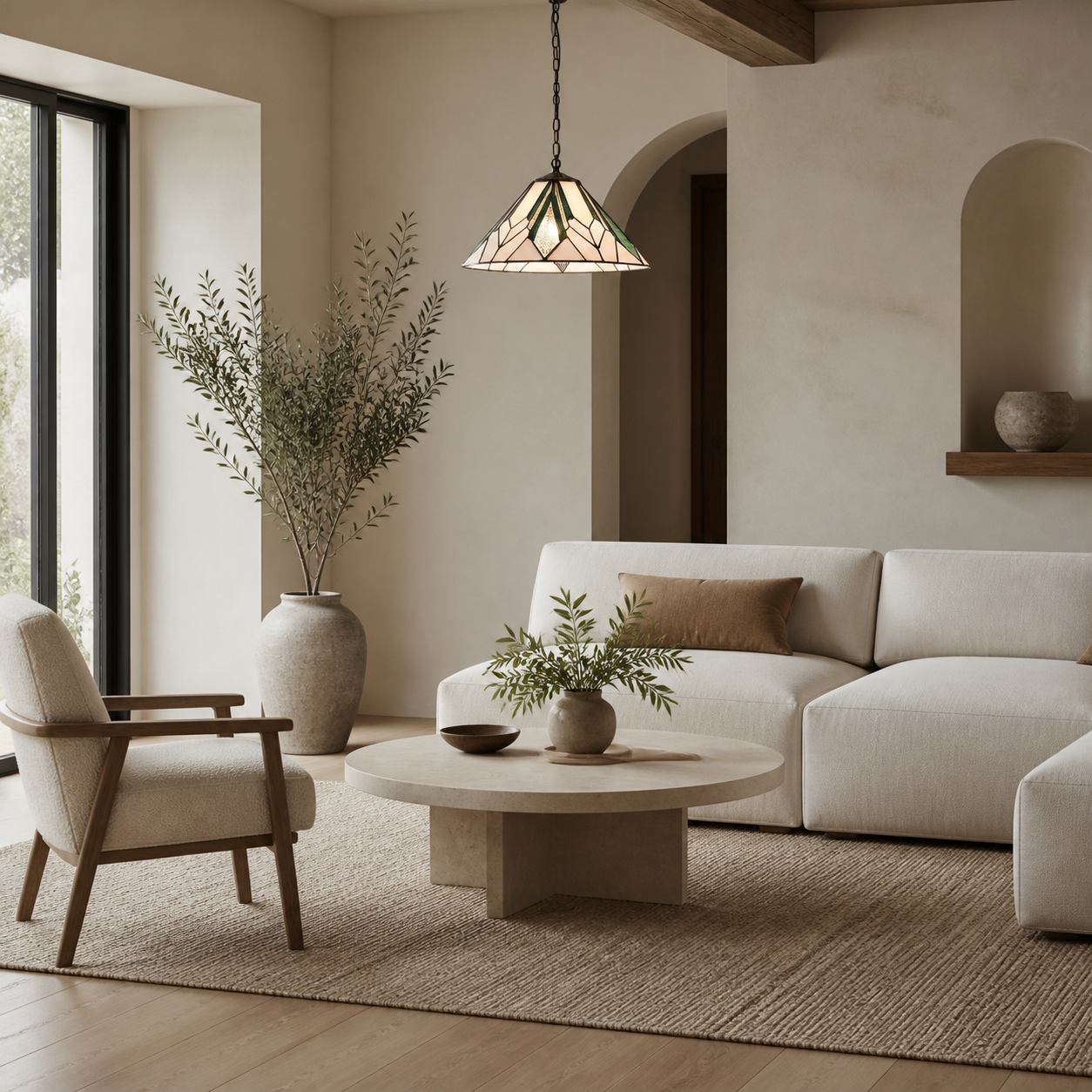 TF Astoria Tiffany Deckenleuchte – Geometrisches Glasdesign mit Noppen für das Wohnzimmer