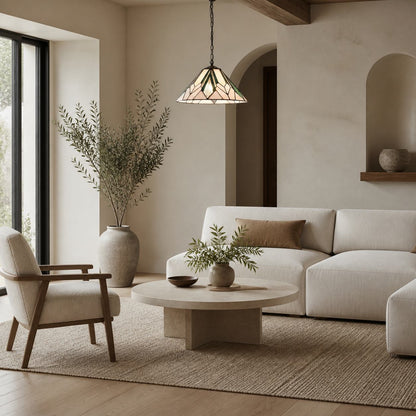 TF Astoria Tiffany Deckenleuchte – Geometrisches Glasdesign mit Noppen für das Wohnzimmer