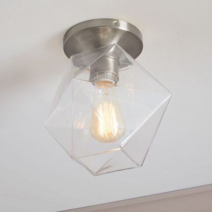 Talvior Sculptural Flush Mount Ceiling Light – Faceted Glass for Modern Interiors