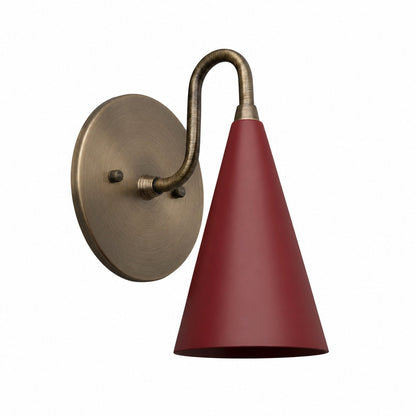 Curva Metal Cone Shade Sconce – Vintage Brass Wall Light for Entryway or Stairwell