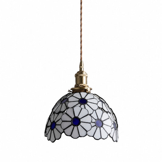 Vintagia Pendant Light Floral Pattern Decorative Hanging Lamp – Artistic Glass Style for Dining Rooms