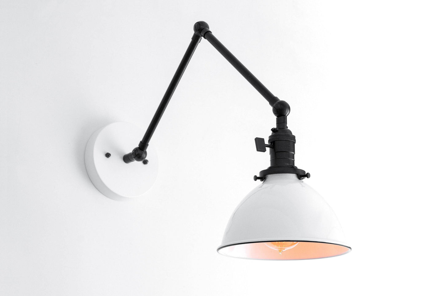 Conique Metal Vintage Industrial Swing Arm Wall Lamp - Adjustable Dome Shade for Study