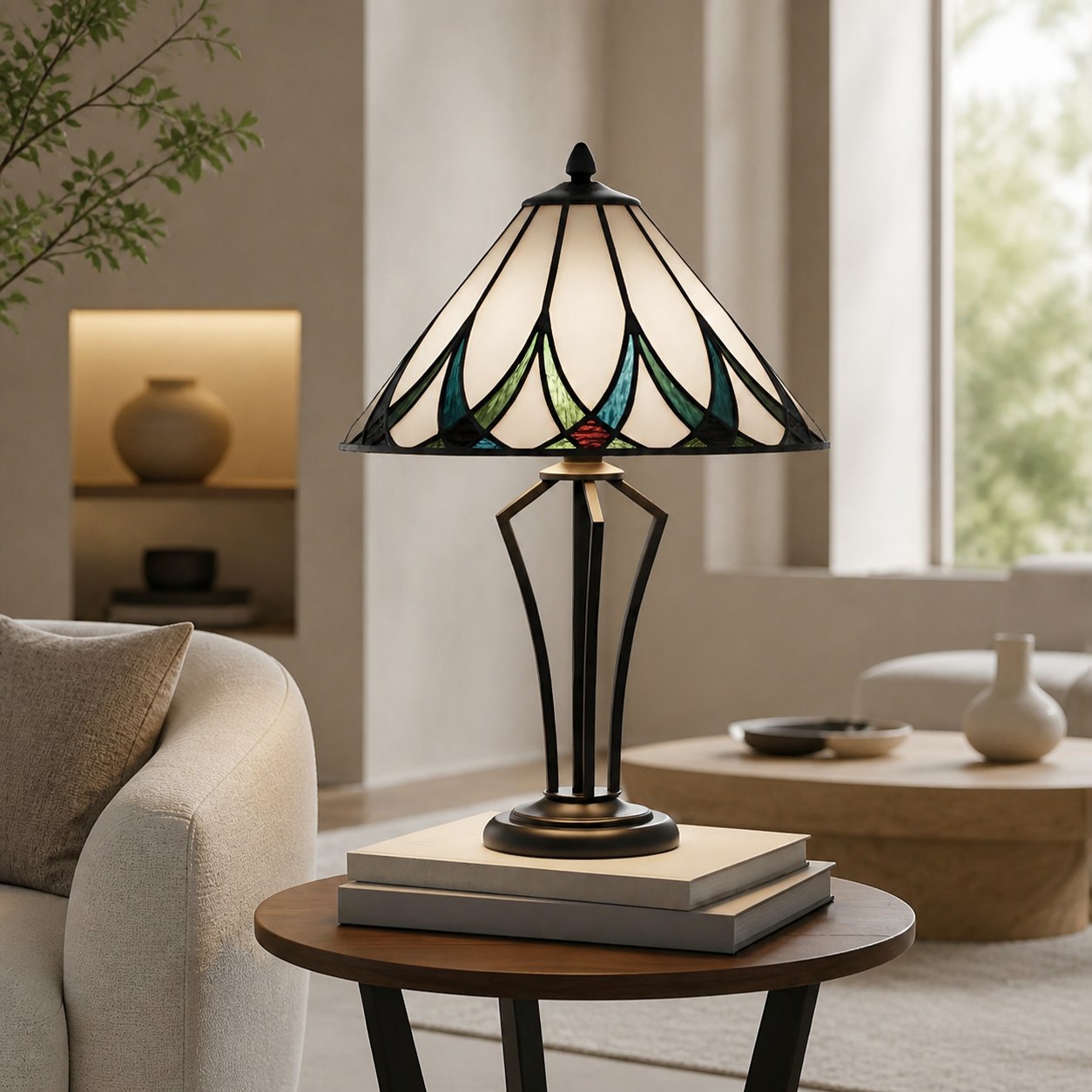 TF Allanton Water Ripple Glas-Tischleuchte – Klassischer Stil für Wohnzimmer, Schlafzimmer oder Arbeitszimmer