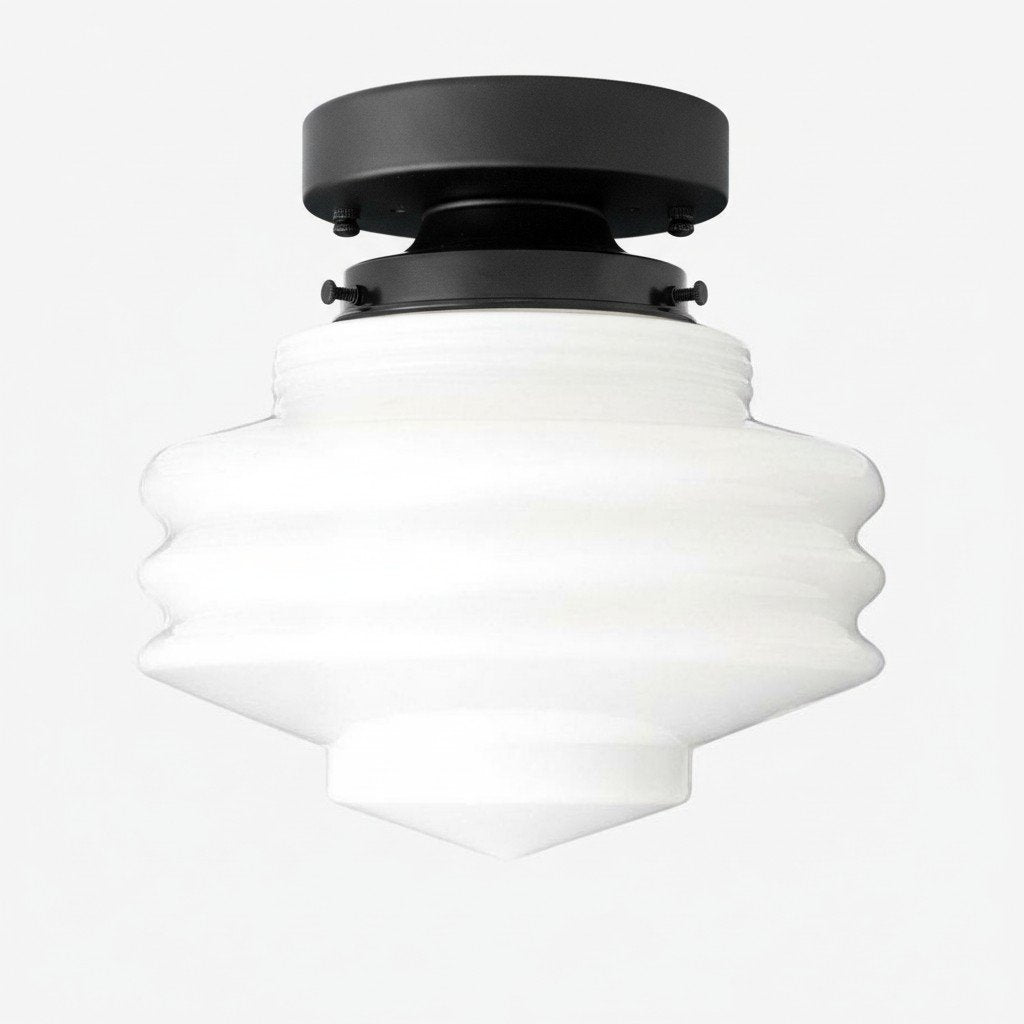 Geotower Glass Art Deco Ceiling Light - Glass Globe - Elegant Home Fixture