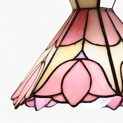 Sevra Floral Stained Glass Pendant Light Tiffany Inspired Hanging Ceiling Lamp for Living Room