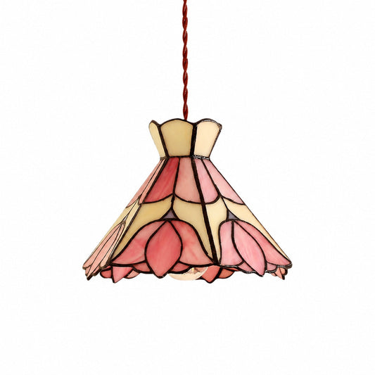 Sevra Floral Stained Glass Pendant Light Tiffany Inspired Hanging Ceiling Lamp for Living Room