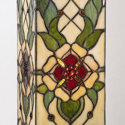 TF Angelique Tischleuchte im Jugendstil aus Buntglas – Handgefertigtes Blumendesign für das Wohnzimmer