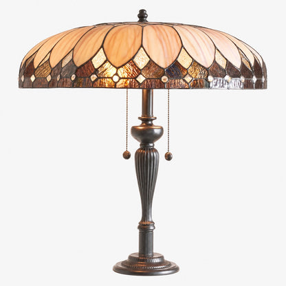 TF Brooklyn Geometrische Art-Deco-Tiffany-Stehlampe – Lampenschirm aus Buntglas und seidenmatter schwarzer Fuß für das Wohnzimmer