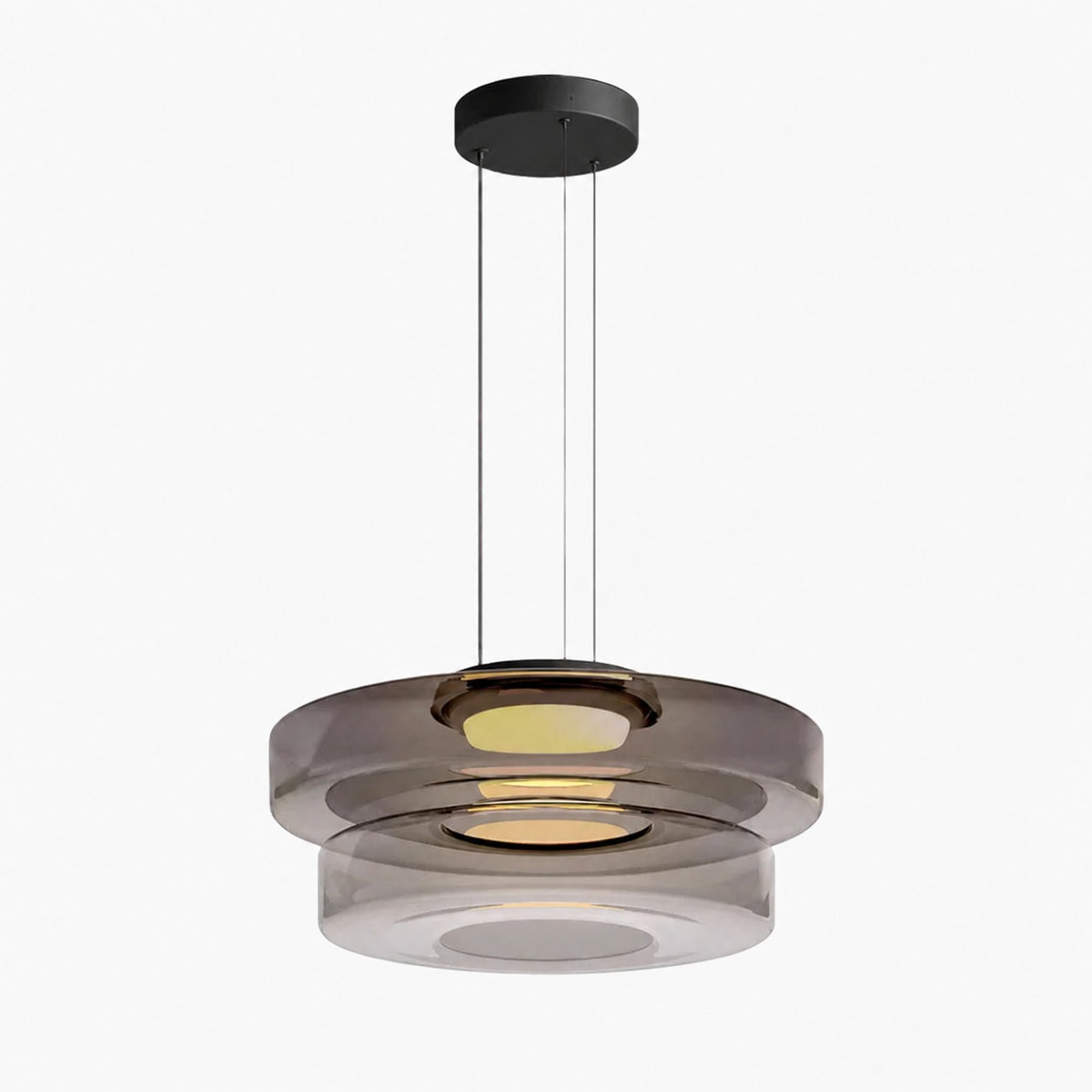 Nora Contemporary Multi-Layer Glass Pendant Lamp - Adjustable Hanging Light for Living Room or Kitchen Island