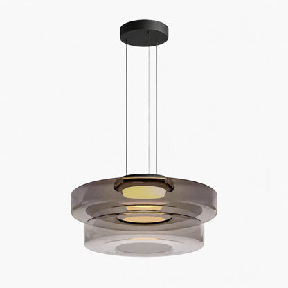 Nora Contemporary Multi-Layer Glass Pendant Lamp - Adjustable Hanging Light for Living Room or Kitchen Island