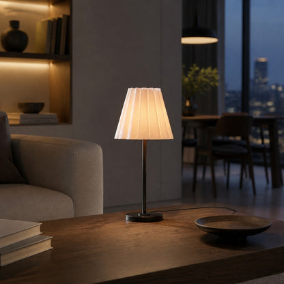 Ruffmeto Transitional Slim Table Lamp – Sculptural Shade Lighting for Living Room or Bedroom