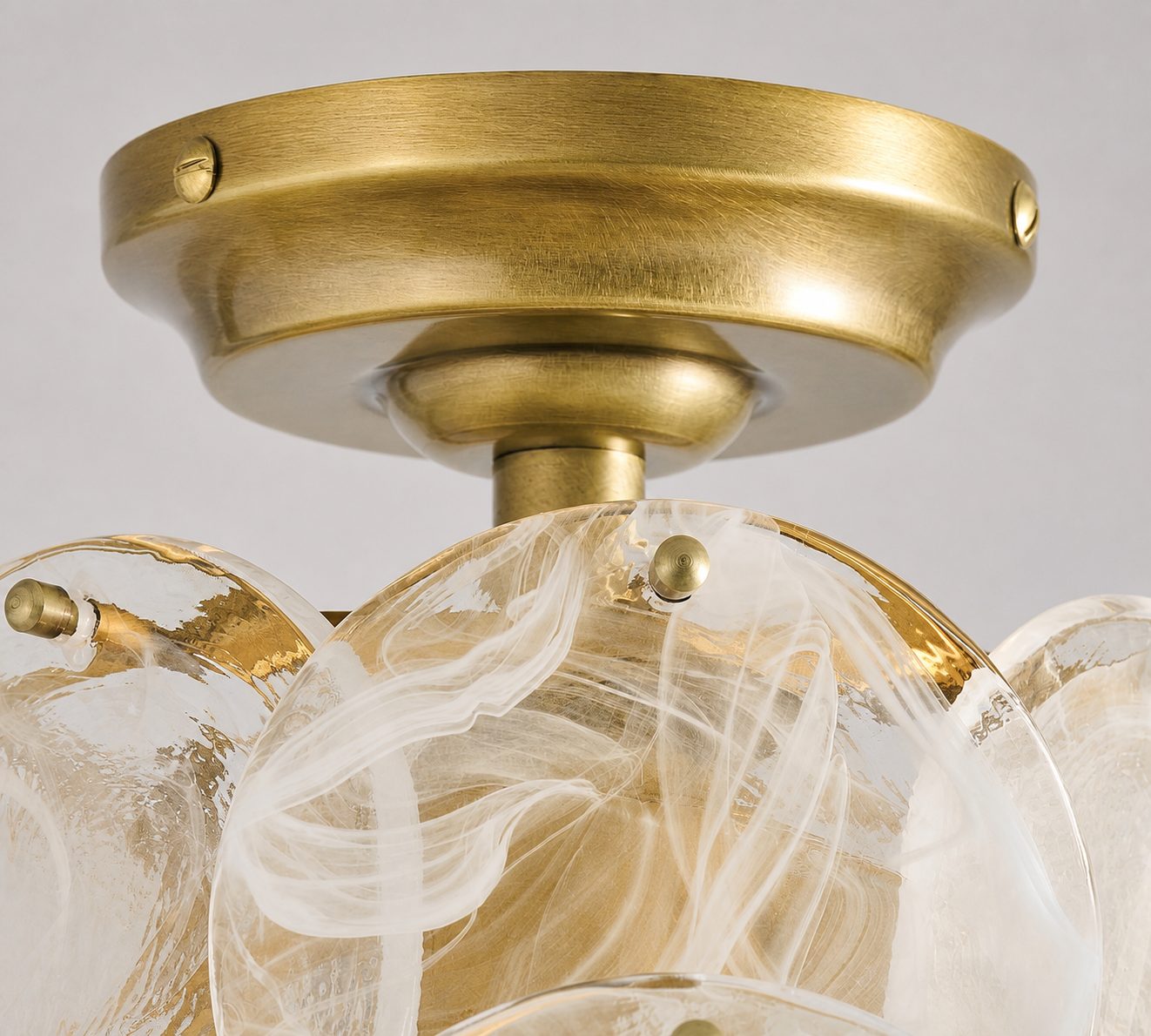 Sevra Cascading Glass Disc Round Flush Mount - Vintage Messing Deckenleuchte