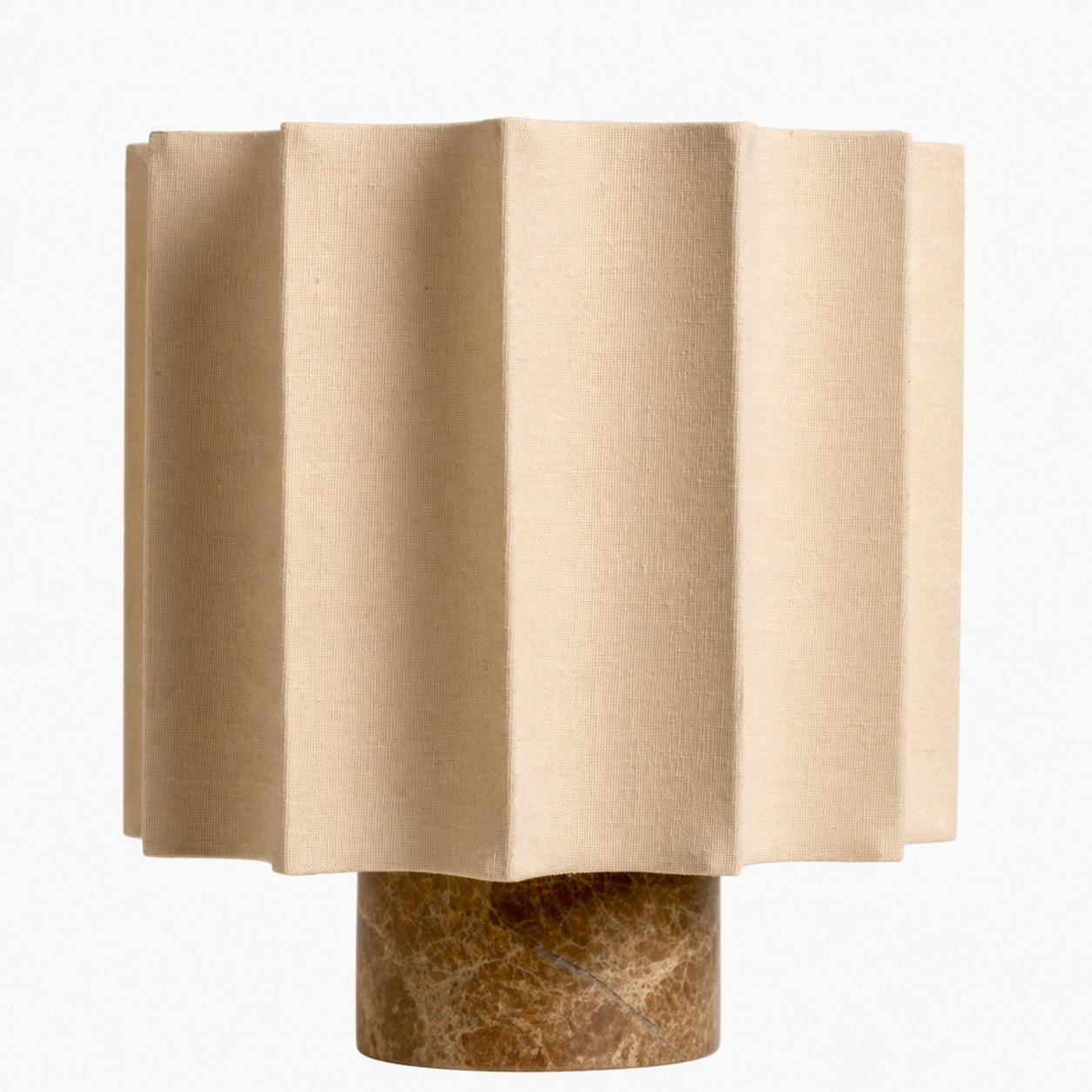 Cavilon Table Lamp with Fan-Shaped Linen Shade - Stone Finishes Suitable for Living Rooms